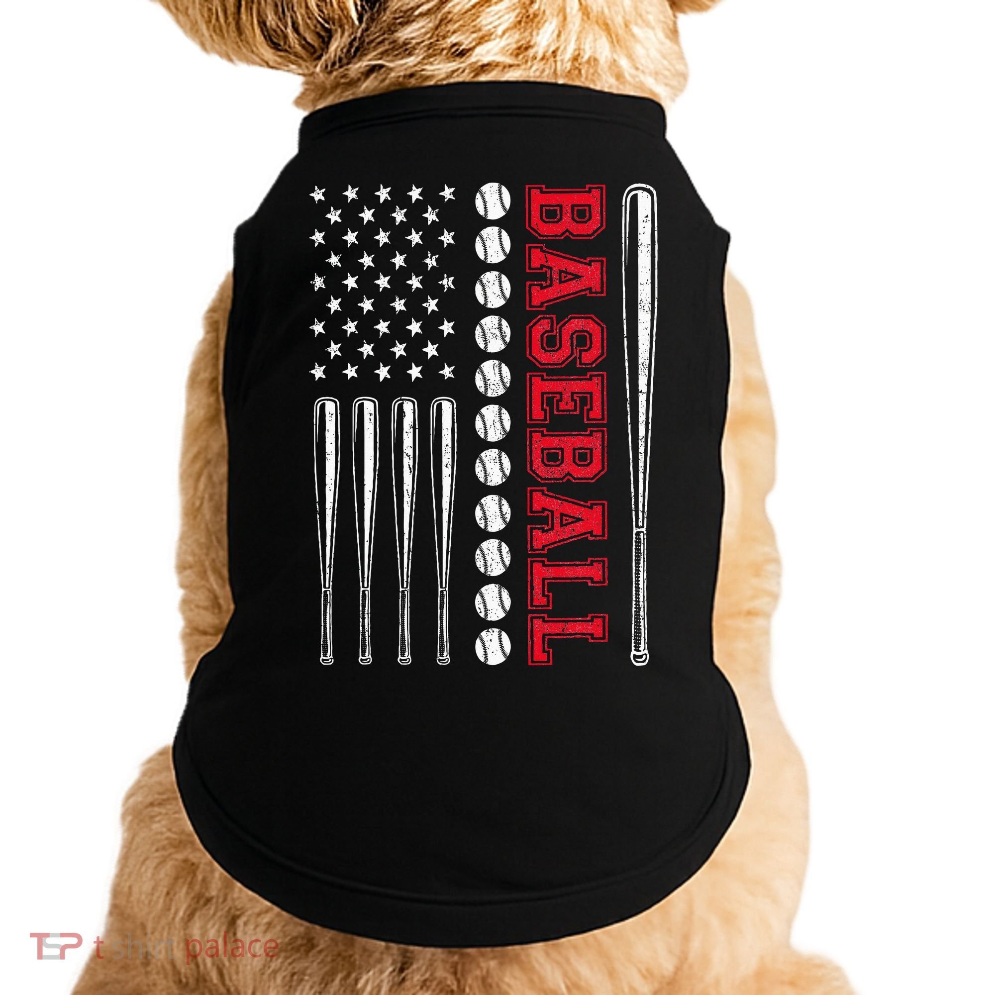 American Flag Baseball Team Gift Doggie Tank