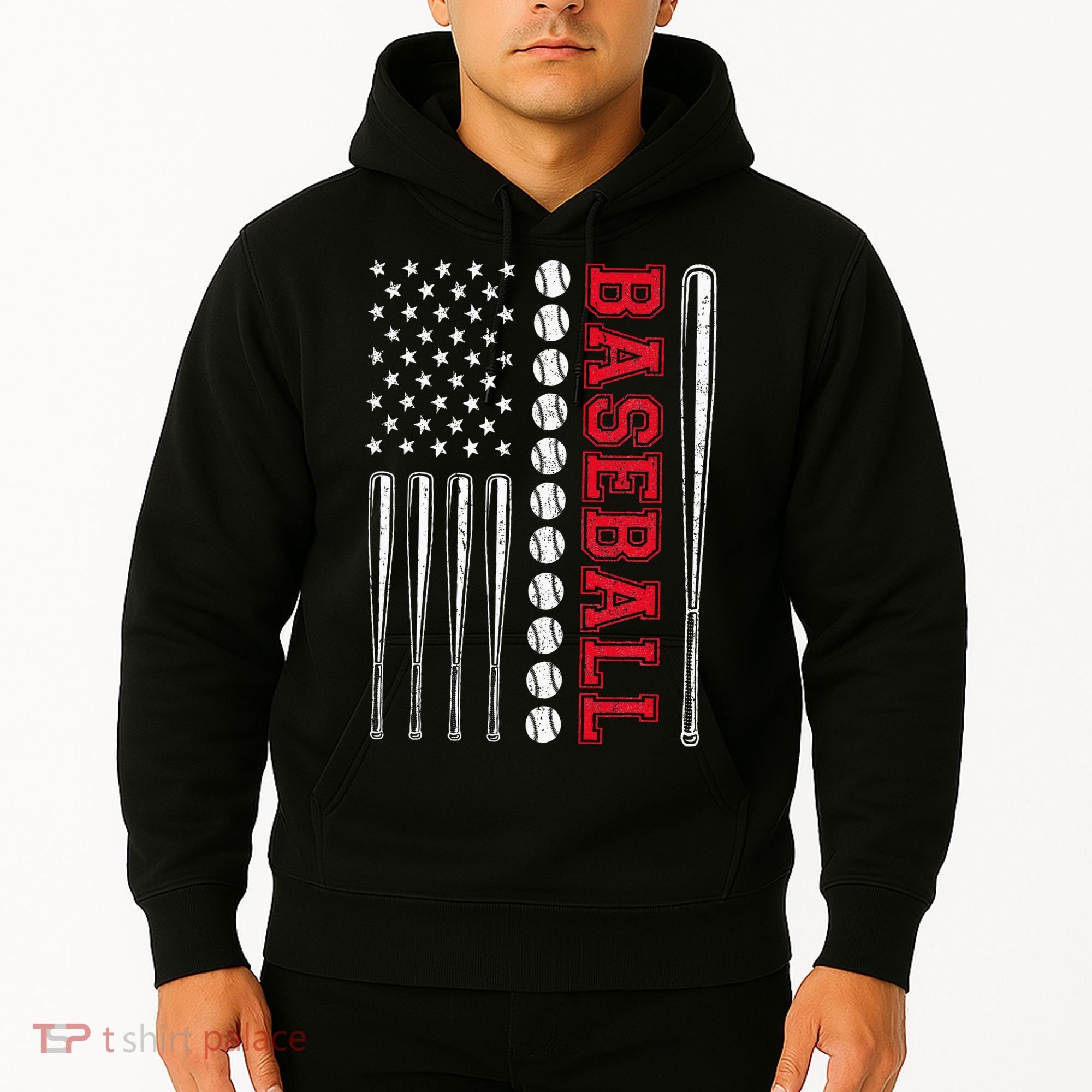 American Flag Baseball Team Gift Hoodie
