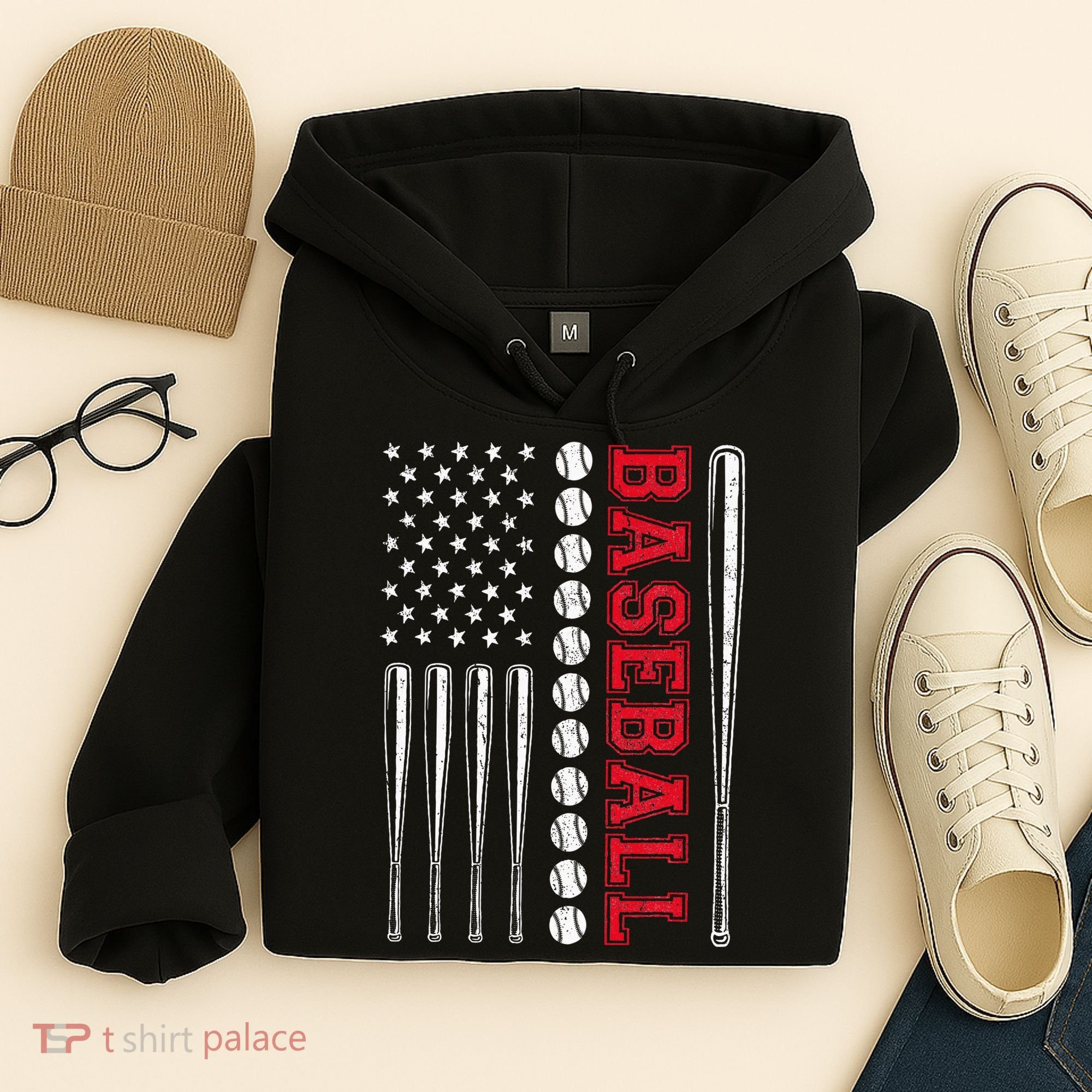 American Flag Baseball Team Gift Hoodie