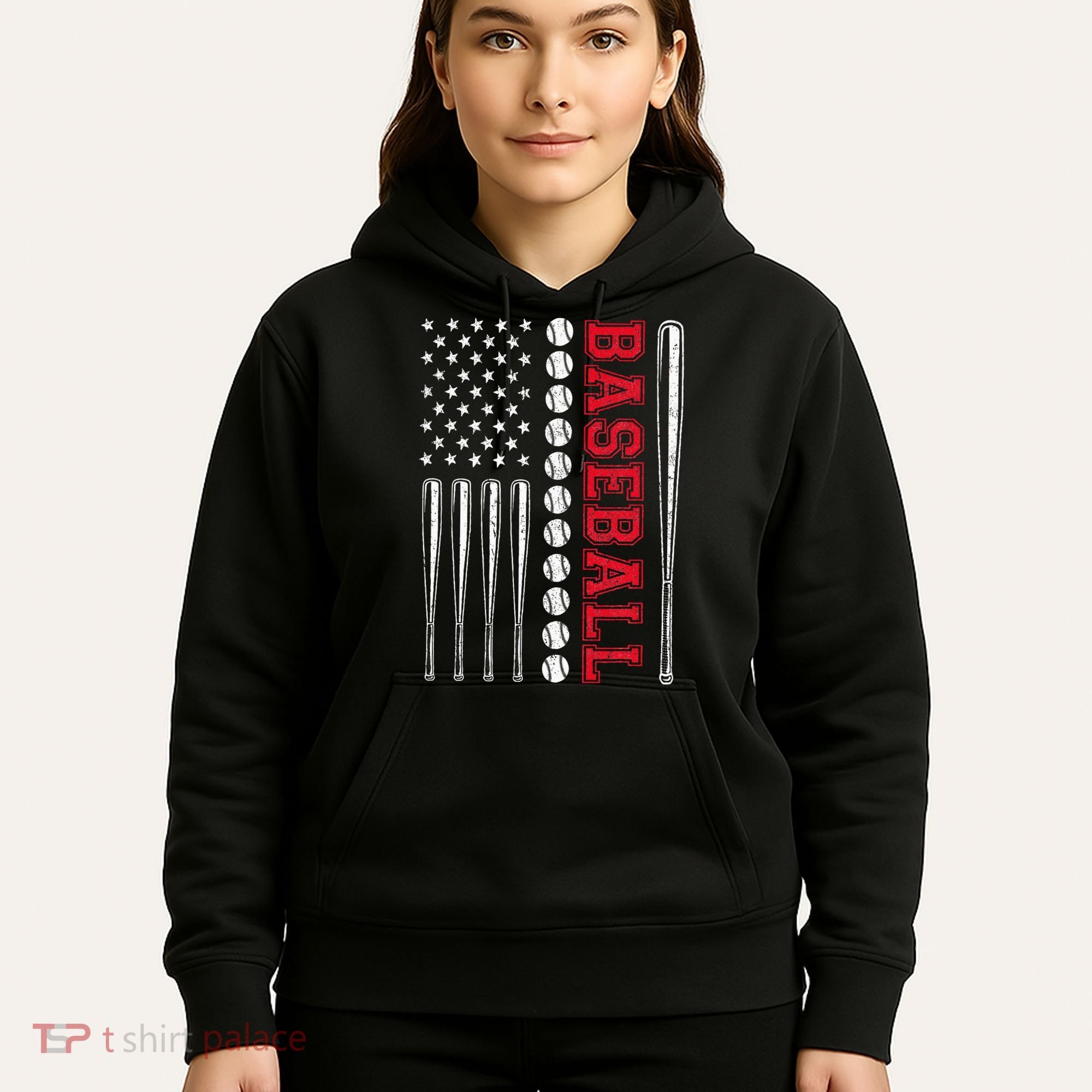 American Flag Baseball Team Gift Hoodie