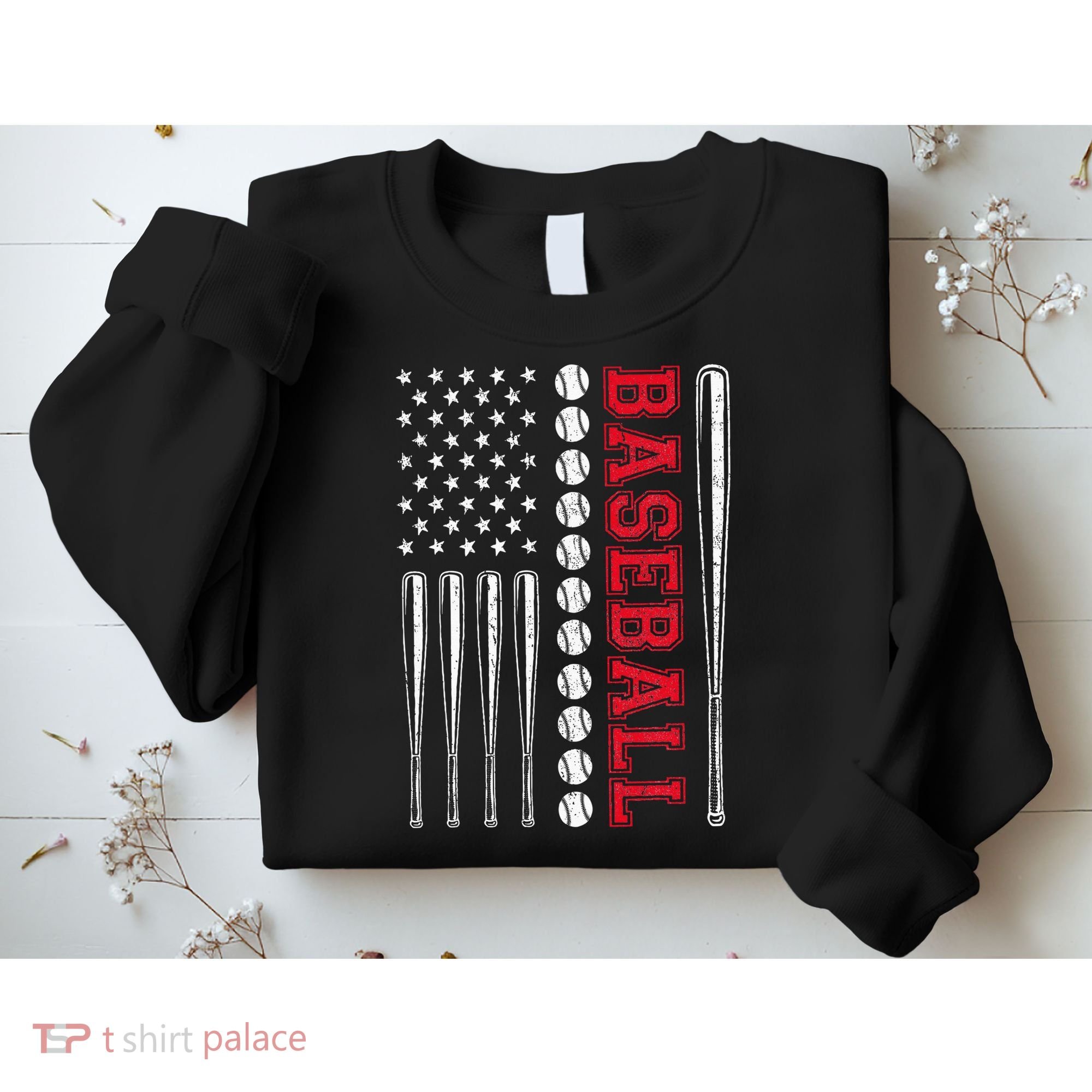 American Flag Baseball Team Gift Sweatshirt