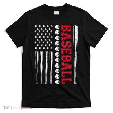 American Flag Baseball Team Gift T-Shirt