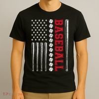 American Flag Baseball Team Gift T-Shirt thumb 3