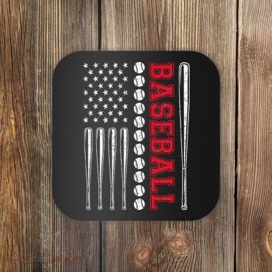 American Flag Baseball Team Gift Coaster