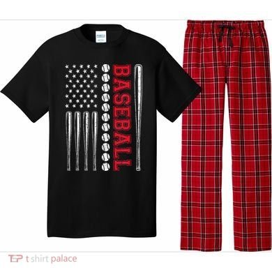 American Flag Baseball Team Gift Pajama Set