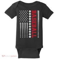 American Flag Baseball Team Gift Baby Bodysuit thumb 0