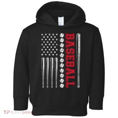 American Flag Baseball Team Gift Toddler Hoodie