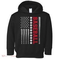 American Flag Baseball Team Gift Toddler Hoodie thumb 0