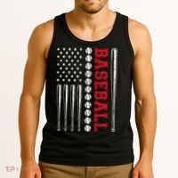 American Flag Baseball Team Gift Tank Top thumb 3