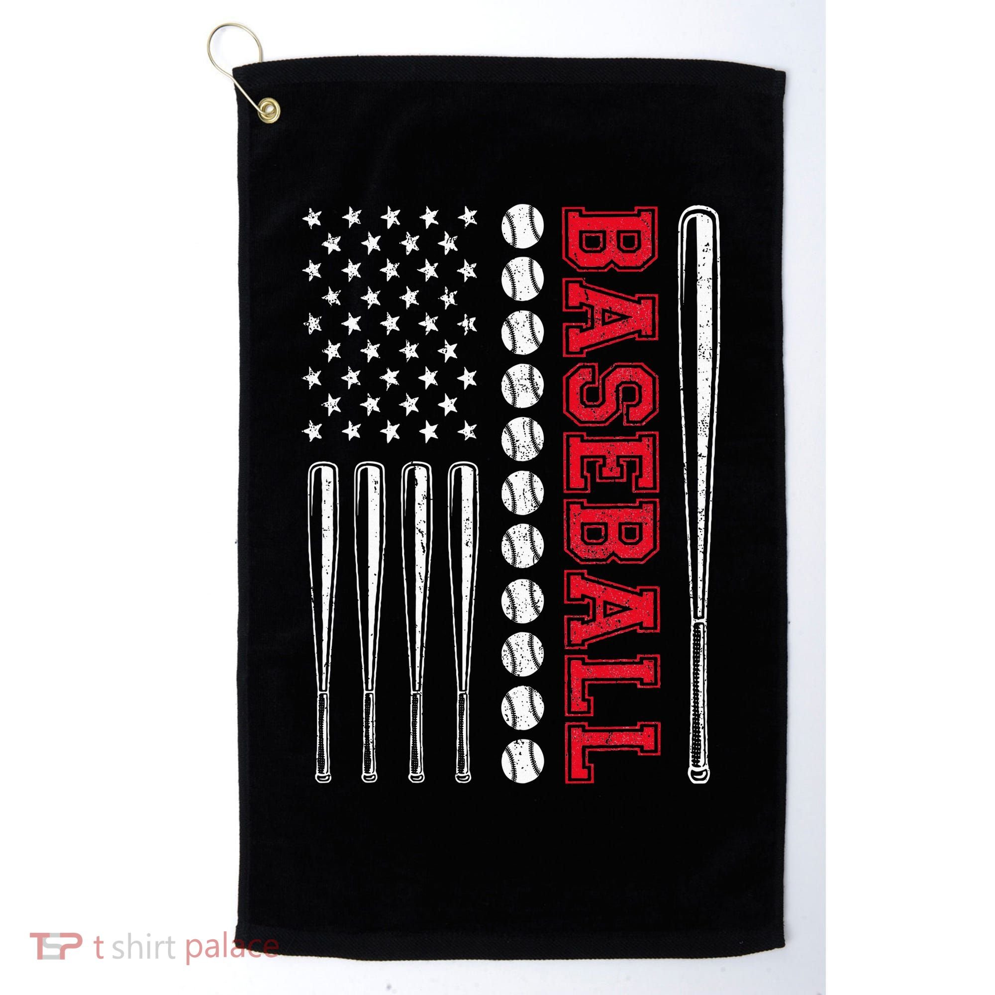 American Flag Baseball Team Gift Golf Towel