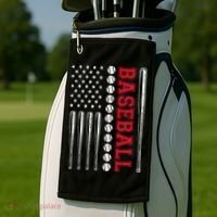 American Flag Baseball Team Gift Golf Towel thumb 2