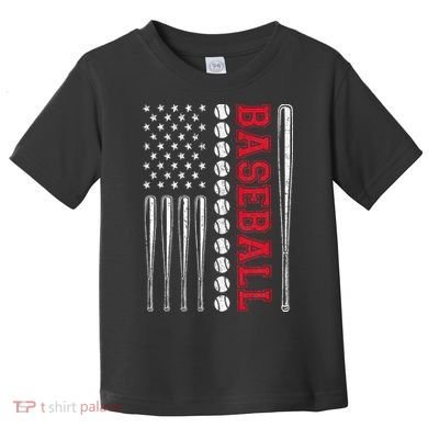 American Flag Baseball Team Gift Toddler T-Shirt