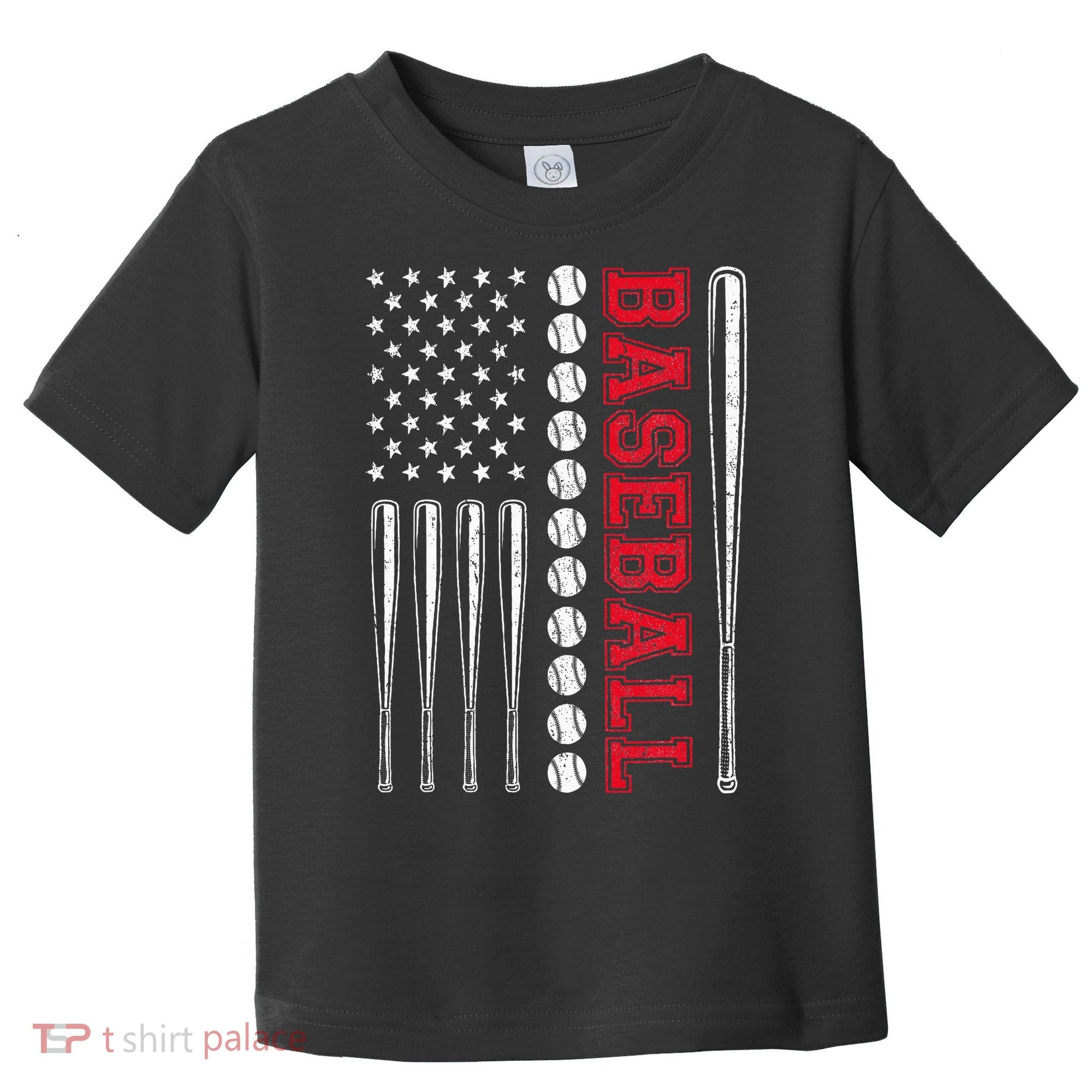 American Flag Baseball Team Gift Toddler T-Shirt