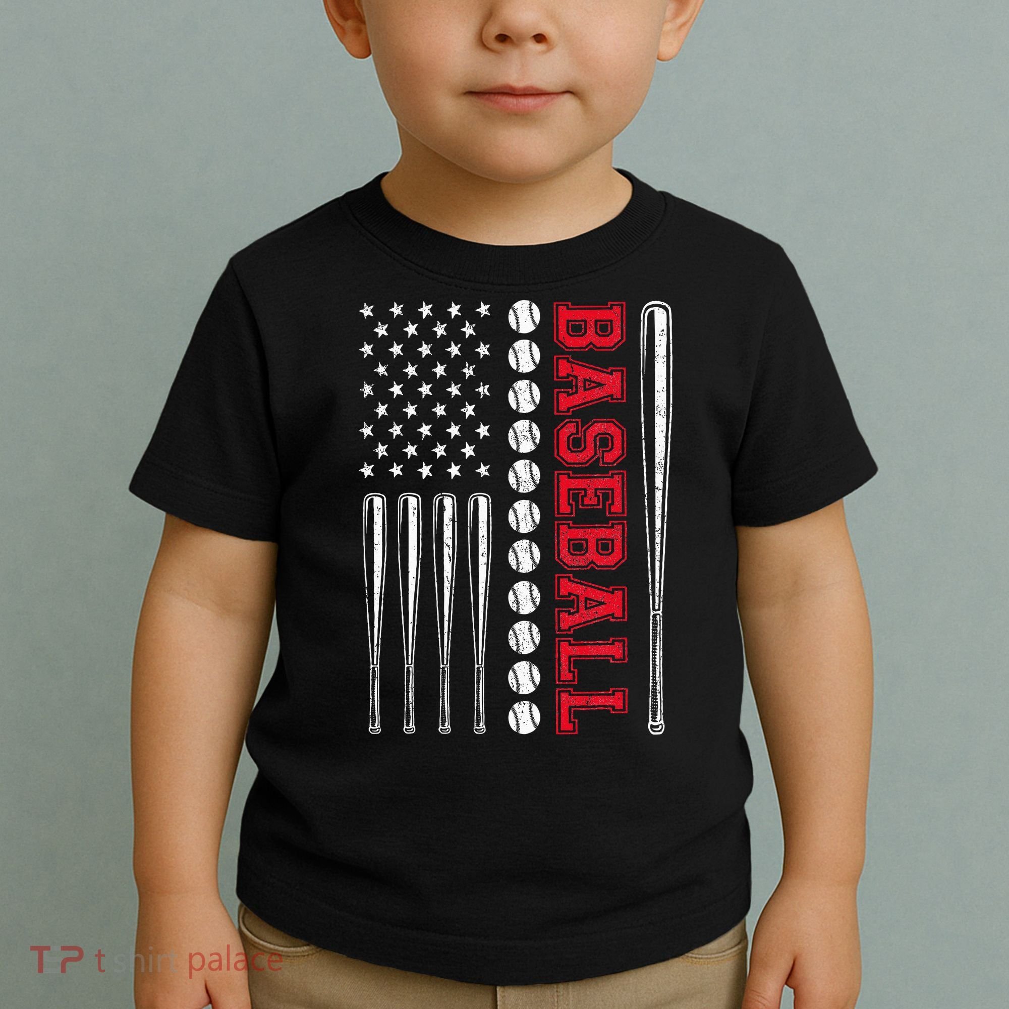 American Flag Baseball Team Gift Toddler T-Shirt
