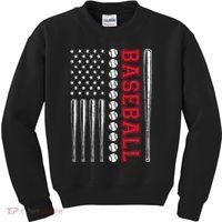 American Flag Baseball Team Gift Kids Sweatshirt thumb 0