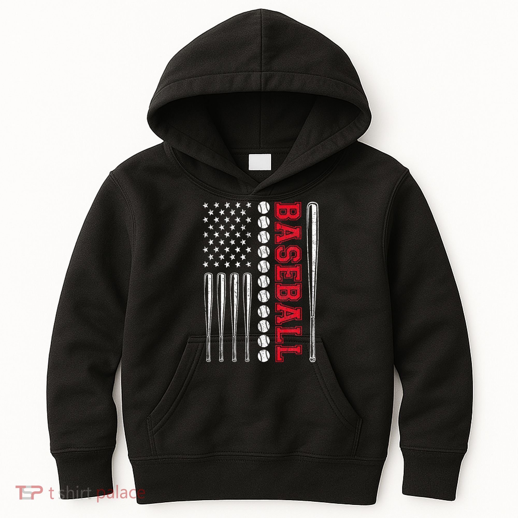 American Flag Baseball Team Gift Kids Hoodie