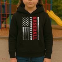 American Flag Baseball Team Gift Kids Hoodie thumb 3