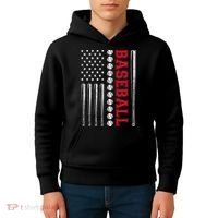 American Flag Baseball Team Gift Kids Hoodie thumb 4
