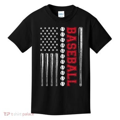 American Flag Baseball Team Gift Kids T-Shirt
