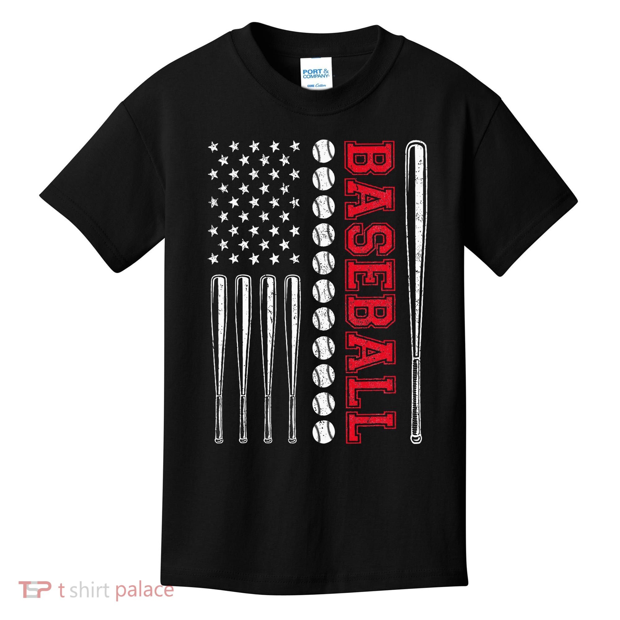 American Flag Baseball Team Gift Kids T-Shirt