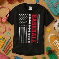 American Flag Baseball Team Gift Kids T-Shirt thumb 3