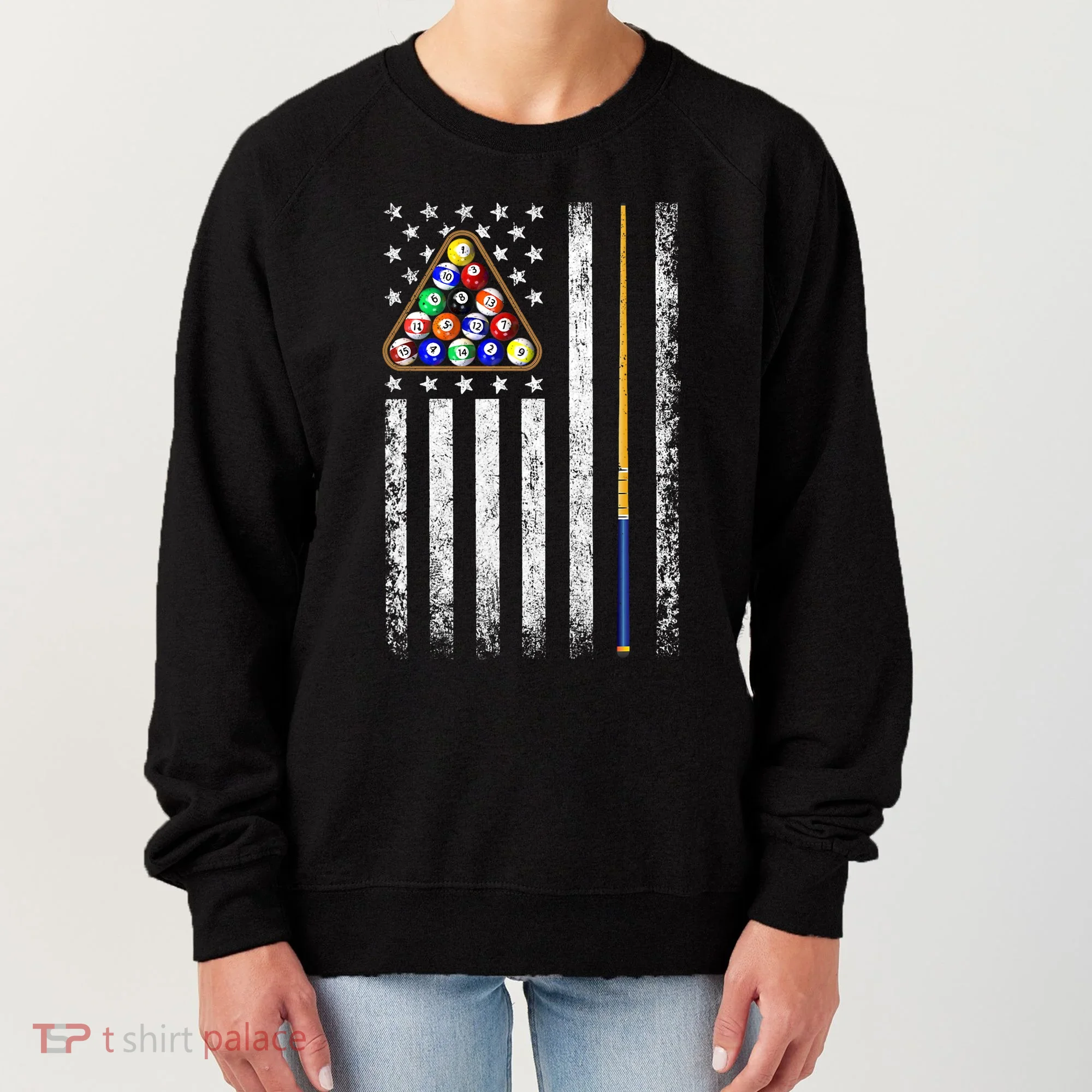 American Flag Billiards Vintage Pool Player Women's Sweatshirt
