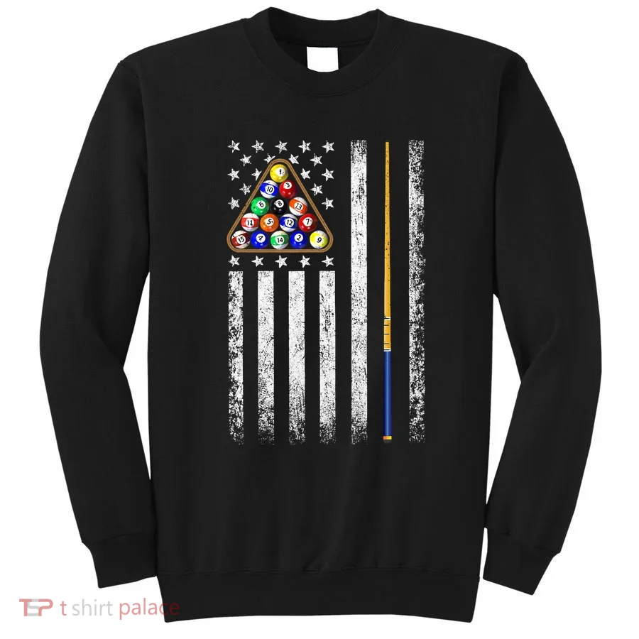 American Flag Billiards Vintage Pool Player Sweatshirt
