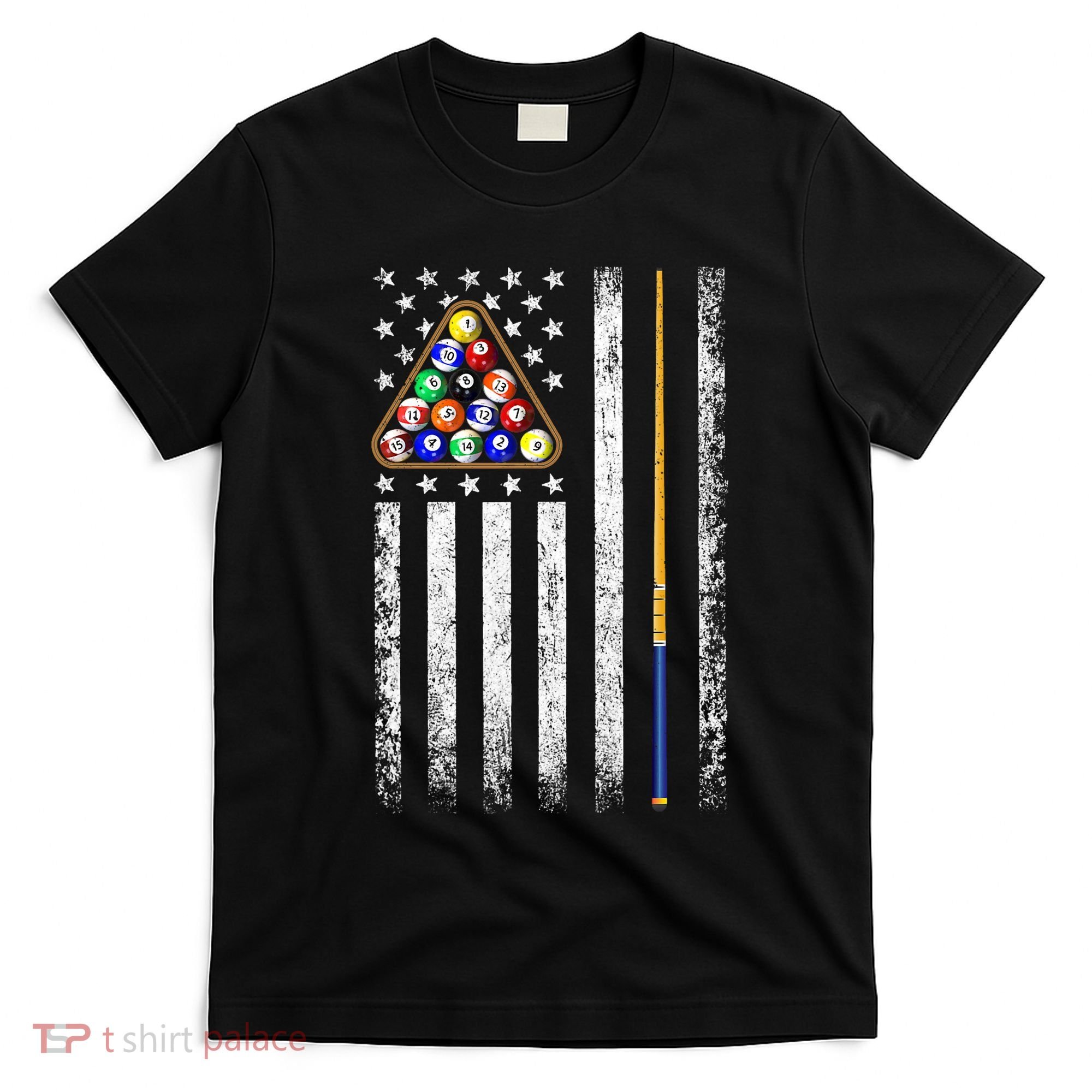 American Flag Billiards Vintage Pool Player T-Shirt