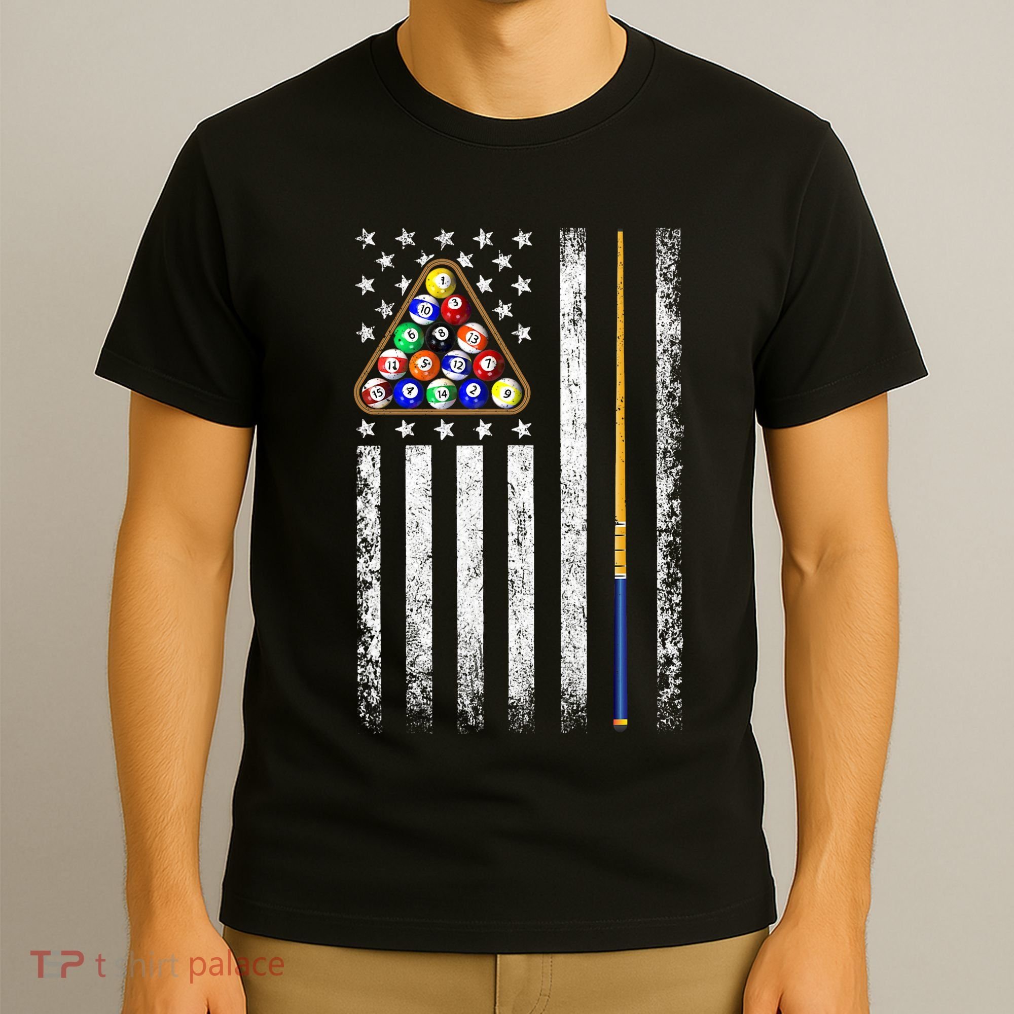 American Flag Billiards Vintage Pool Player T-Shirt
