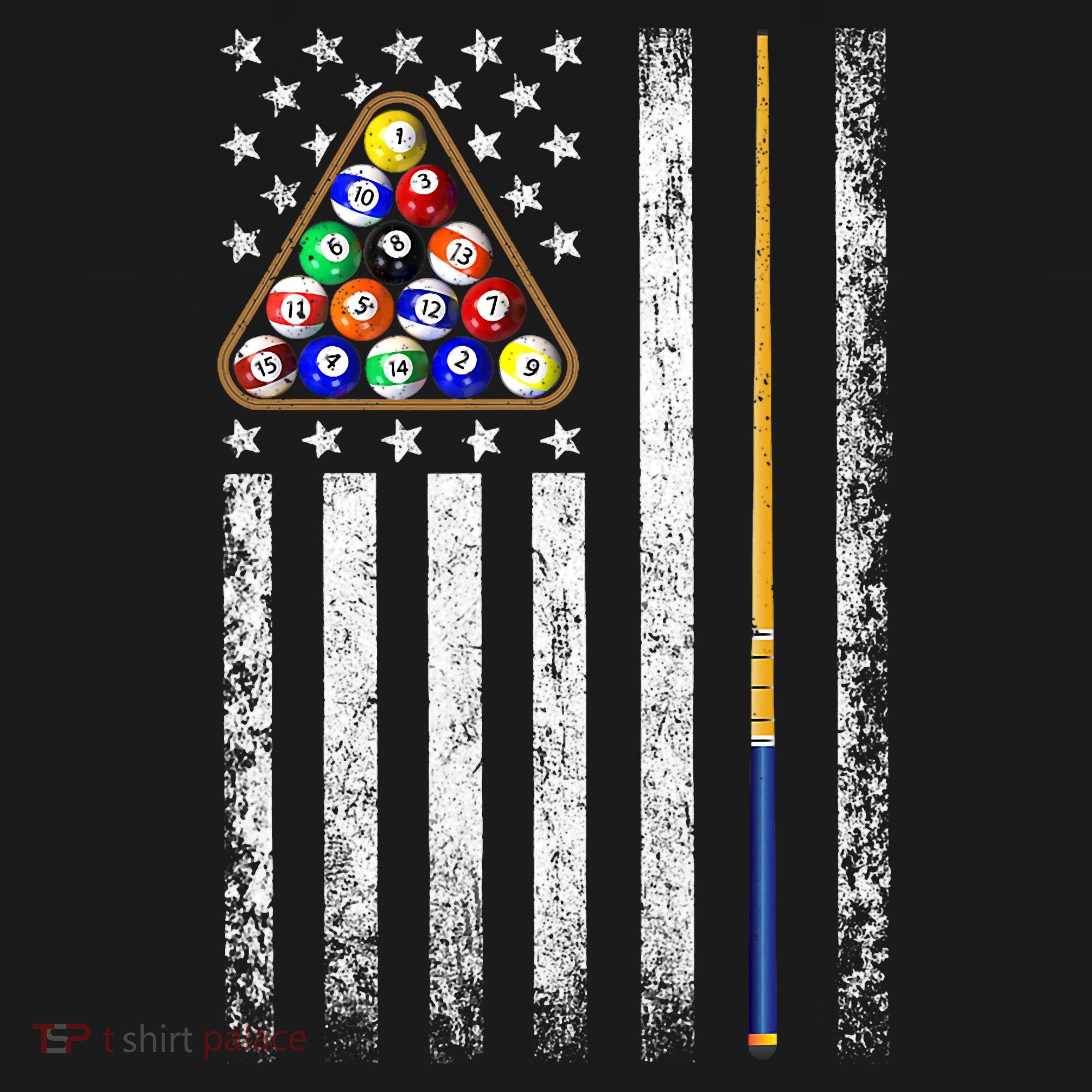 American Flag Billiards Vintage Pool Player T-Shirt