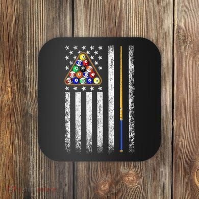 American Flag Billiards Vintage Pool Player Coaster