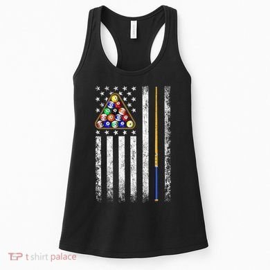 American Flag Billiards Vintage Pool Player Women's Tank Top