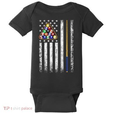 American Flag Billiards Vintage Pool Player Baby Bodysuit