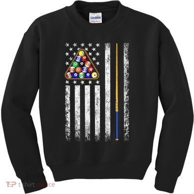American Flag Billiards Vintage Pool Player Kids Sweatshirt