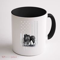 American Flag Belgian Draft Horses Gift For Farmer Meaningful Gift Coffee Mug thumb 1