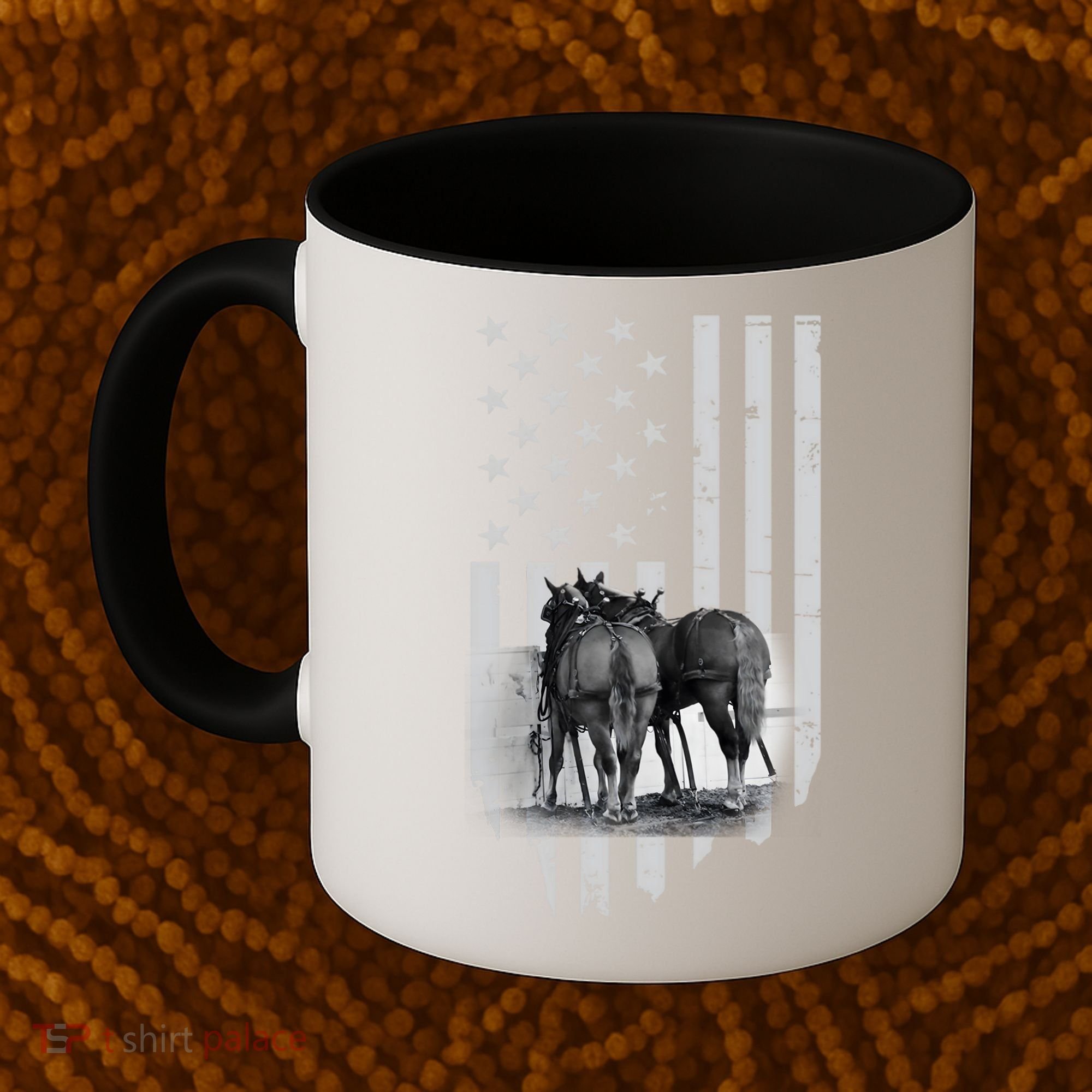 American Flag Belgian Draft Horses Gift For Farmer Meaningful Gift Coffee Mug