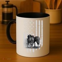 American Flag Belgian Draft Horses Gift For Farmer Meaningful Gift Coffee Mug thumb 4