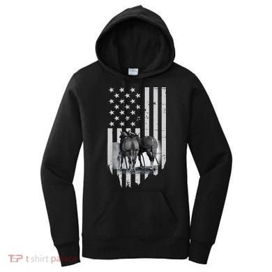 American Flag Belgian Draft Horses Gift For Farmer Meaningful Gift Women's Hoodie