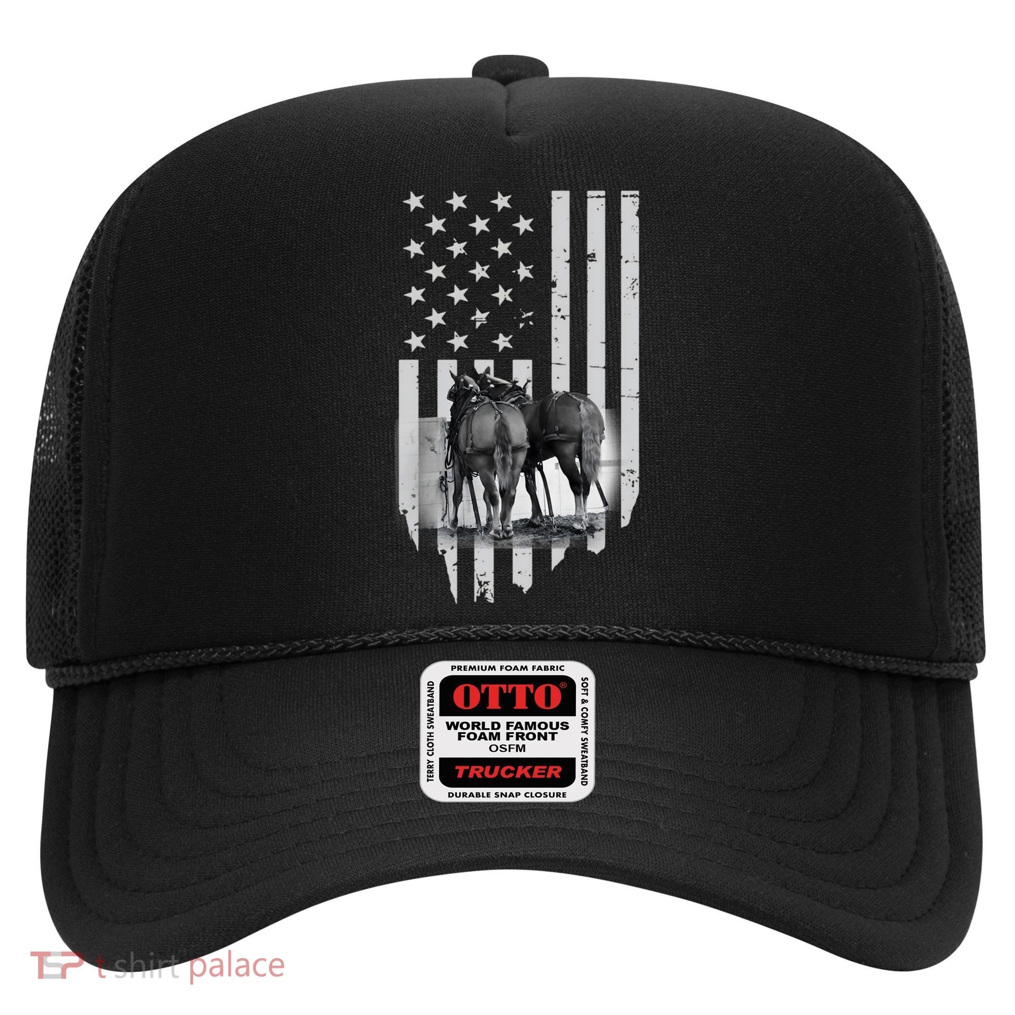 American Flag Belgian Draft Horses Gift For Farmer Meaningful Gift Hat