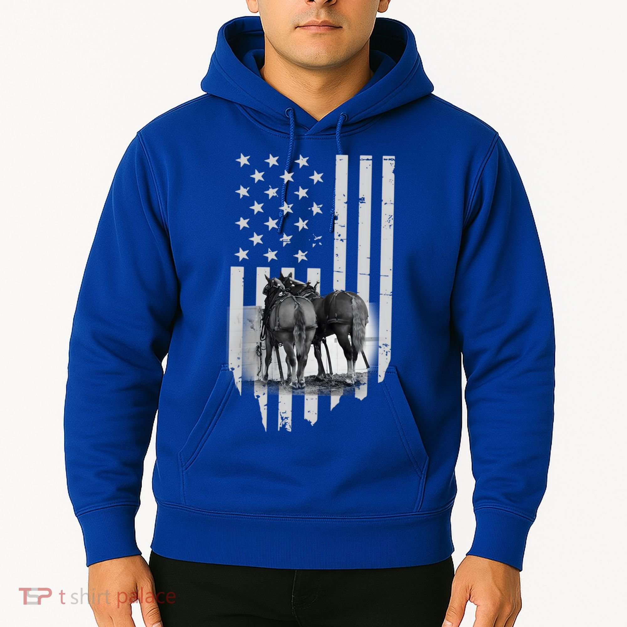 American Flag Belgian Draft Horses Gift For Farmer Meaningful Gift Hoodie