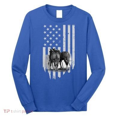 American Flag Belgian Draft Horses Gift For Farmer Meaningful Gift Long Sleeve Shirt