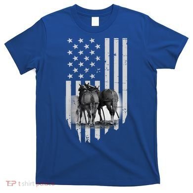 American Flag Belgian Draft Horses Gift For Farmer Meaningful Gift T-Shirt