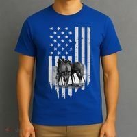American Flag Belgian Draft Horses Gift For Farmer Meaningful Gift T-Shirt thumb 3