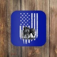 American Flag Belgian Draft Horses Gift For Farmer Meaningful Gift Coaster thumb 0