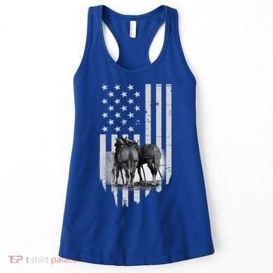 American Flag Belgian Draft Horses Gift For Farmer Meaningful Gift Women's Tank Top