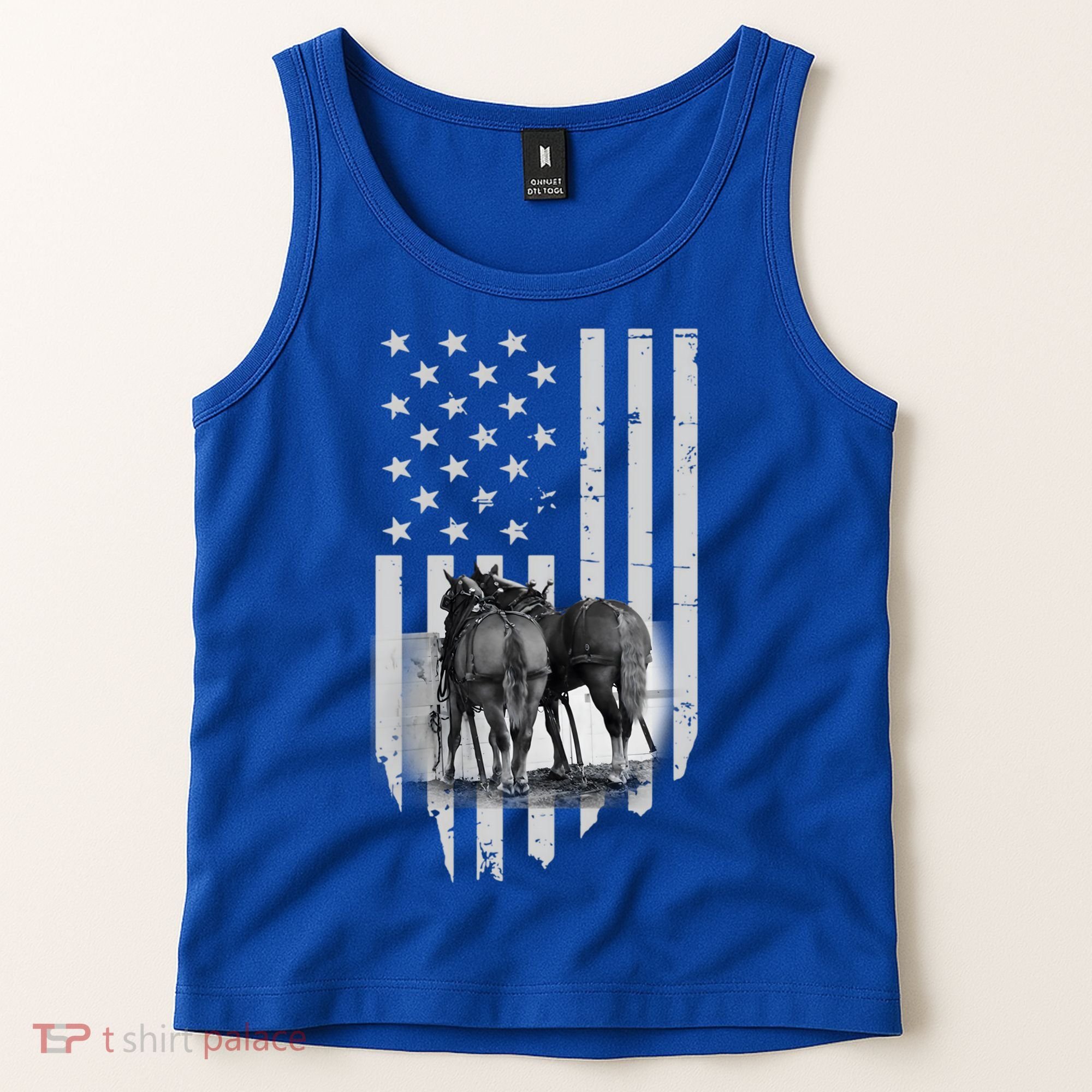 American Flag Belgian Draft Horses Gift For Farmer Meaningful Gift Tank Top