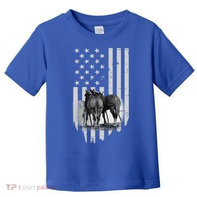 American Flag Belgian Draft Horses Gift For Farmer Meaningful Gift Toddler T-Shirt