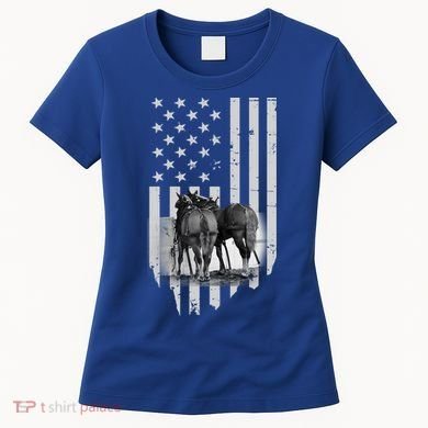 American Flag Belgian Draft Horses Gift For Farmer Meaningful Gift Women's T-Shirt