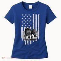 American Flag Belgian Draft Horses Gift For Farmer Meaningful Gift Women's T-Shirt thumb 0