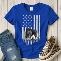 American Flag Belgian Draft Horses Gift For Farmer Meaningful Gift Women's T-Shirt thumb 3